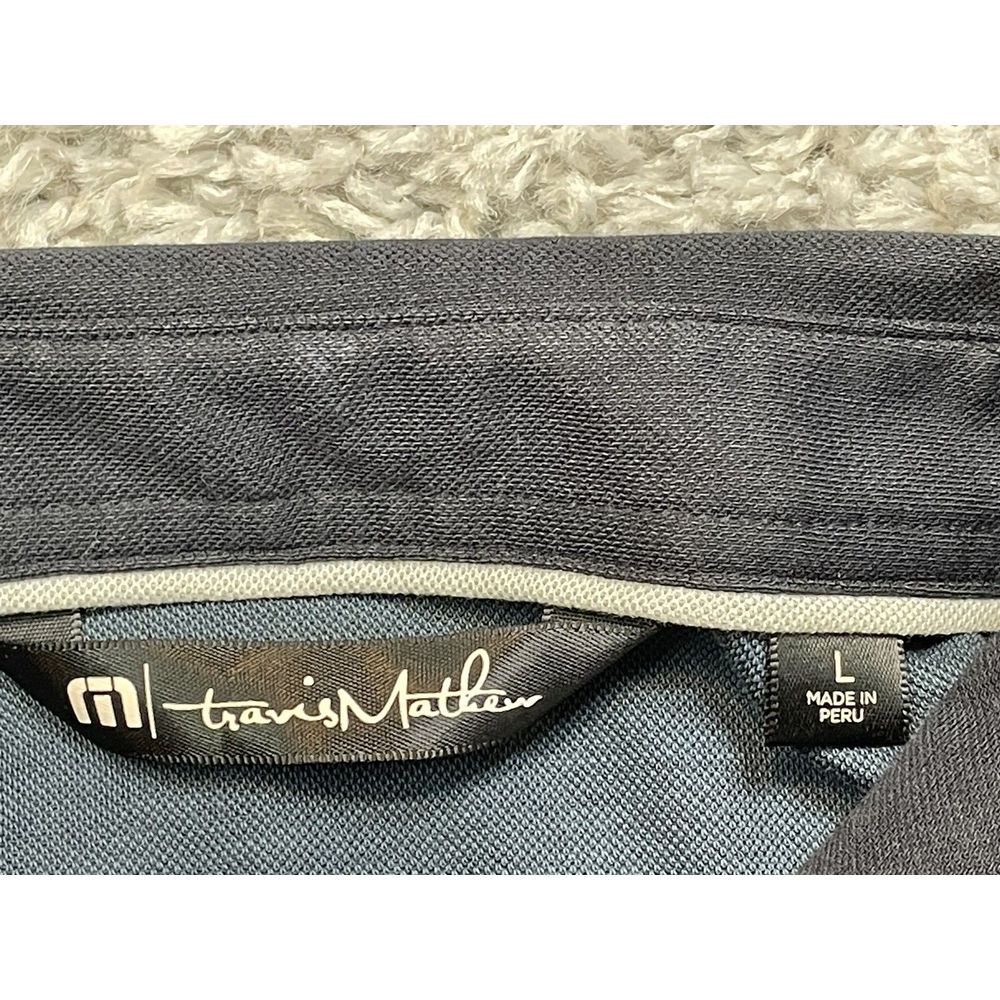Travis Mathew Polo Men Pima Cotton Navy with Black Collar S/S size L. - Picture 8 of 11